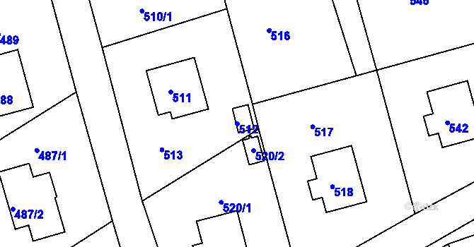Parcela st. 512 v KÚ Nalžovice, Katastrální mapa