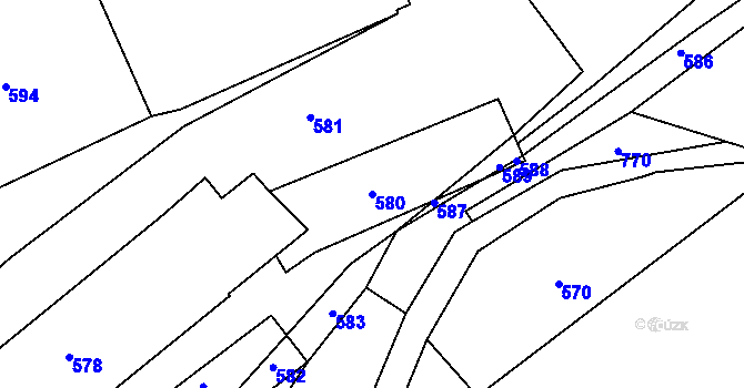 Parcela st. 580 v KÚ Nalžovice, Katastrální mapa