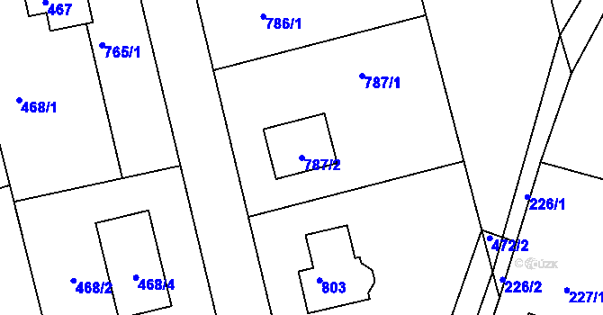 Parcela st. 787/2 v KÚ Nalžovice, Katastrální mapa