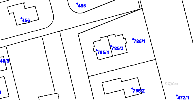 Parcela st. 785/4 v KÚ Nalžovice, Katastrální mapa