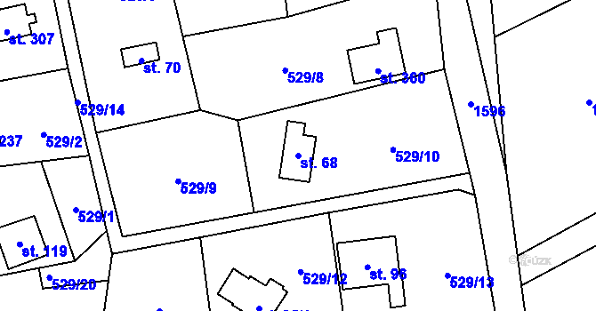 Parcela st. 68 v KÚ Nalžovické Podhájí, Katastrální mapa