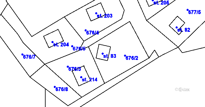 Parcela st. 83 v KÚ Nalžovické Podhájí, Katastrální mapa