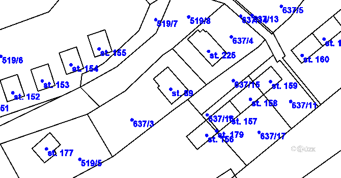 Parcela st. 89 v KÚ Nalžovické Podhájí, Katastrální mapa