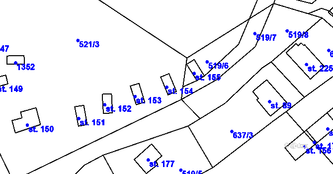 Parcela st. 154 v KÚ Nalžovické Podhájí, Katastrální mapa