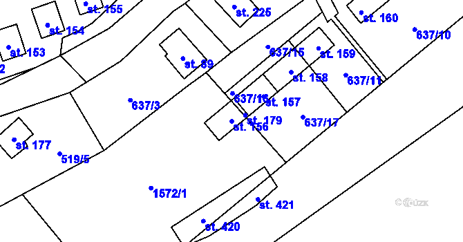 Parcela st. 156 v KÚ Nalžovické Podhájí, Katastrální mapa