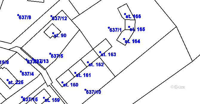Parcela st. 163 v KÚ Nalžovické Podhájí, Katastrální mapa