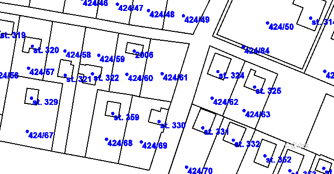 Parcela st. 323 v KÚ Nalžovické Podhájí, Katastrální mapa