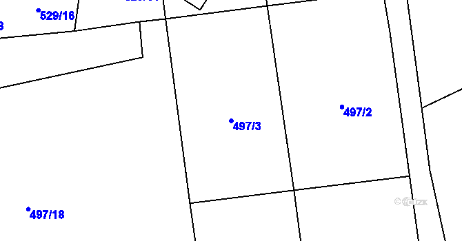 Parcela st. 497/3 v KÚ Nalžovické Podhájí, Katastrální mapa
