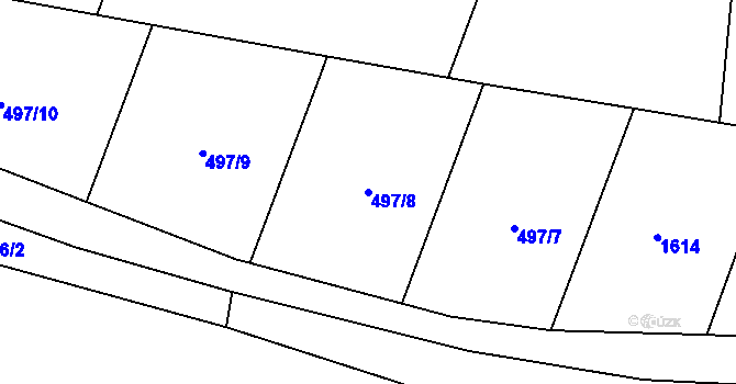 Parcela st. 497/8 v KÚ Nalžovické Podhájí, Katastrální mapa