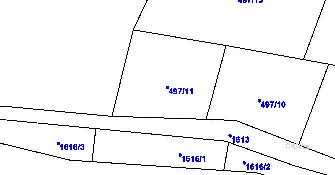 Parcela st. 497/11 v KÚ Nalžovické Podhájí, Katastrální mapa