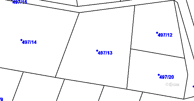 Parcela st. 497/13 v KÚ Nalžovické Podhájí, Katastrální mapa