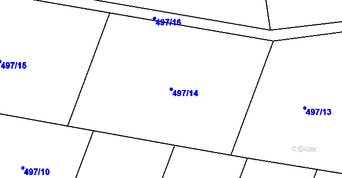 Parcela st. 497/14 v KÚ Nalžovické Podhájí, Katastrální mapa