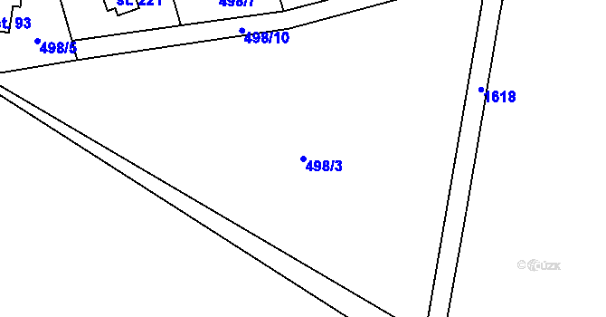 Parcela st. 498/3 v KÚ Nalžovické Podhájí, Katastrální mapa