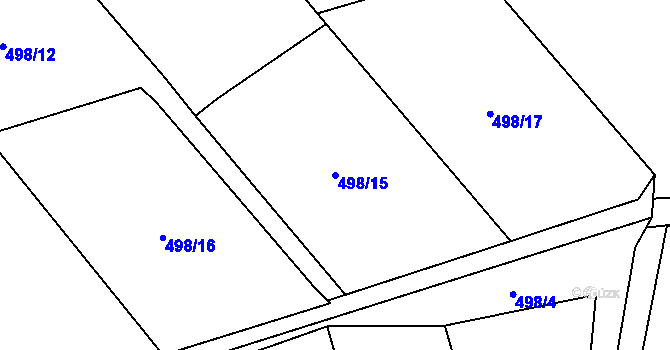 Parcela st. 498/15 v KÚ Nalžovické Podhájí, Katastrální mapa