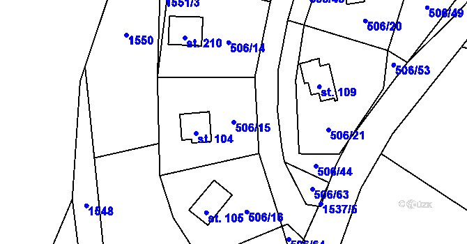 Parcela st. 506/15 v KÚ Nalžovické Podhájí, Katastrální mapa