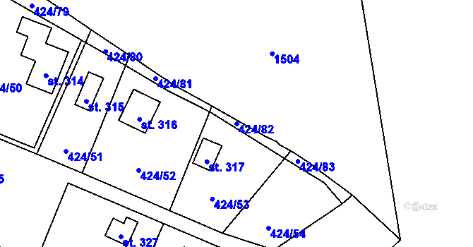 Parcela st. 424/82 v KÚ Nalžovické Podhájí, Katastrální mapa