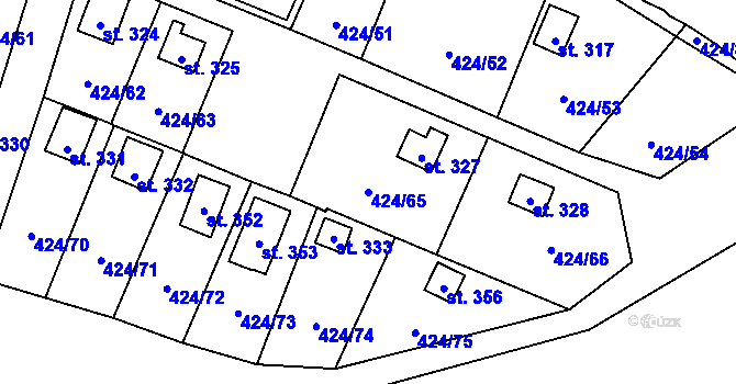 Parcela st. 424/65 v KÚ Nalžovické Podhájí, Katastrální mapa