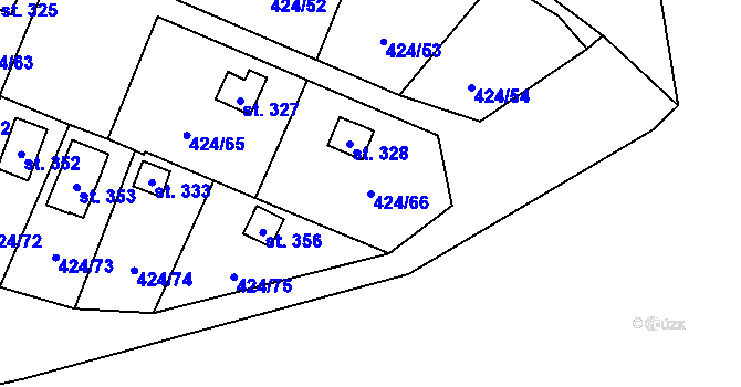 Parcela st. 424/66 v KÚ Nalžovické Podhájí, Katastrální mapa