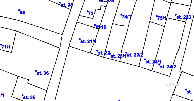Parcela st. 22 v KÚ Nalžovské Hory, Katastrální mapa