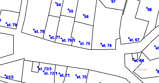 Parcela st. 75 v KÚ Nalžovské Hory, Katastrální mapa