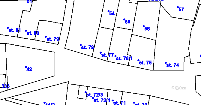 Parcela st. 77 v KÚ Nalžovské Hory, Katastrální mapa