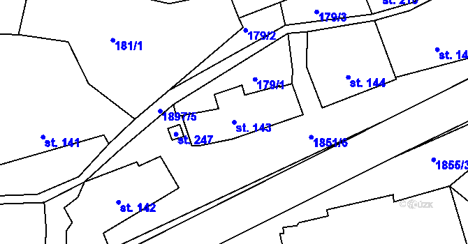 Parcela st. 143 v KÚ Nalžovské Hory, Katastrální mapa