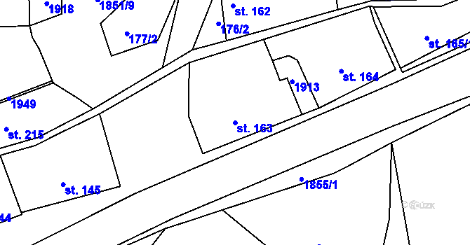 Parcela st. 163 v KÚ Nalžovské Hory, Katastrální mapa