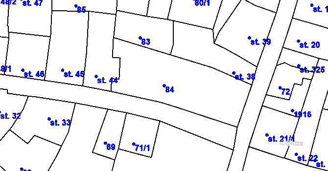 Parcela st. 84 v KÚ Nalžovské Hory, Katastrální mapa