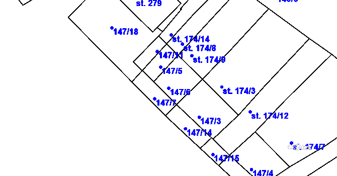 Parcela st. 147/6 v KÚ Nalžovské Hory, Katastrální mapa