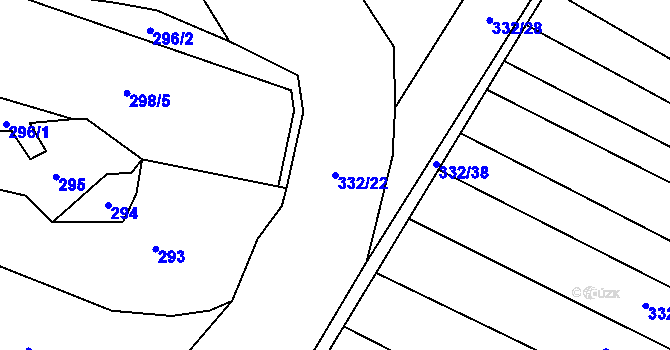 Parcela st. 332/22 v KÚ Nalžovské Hory, Katastrální mapa