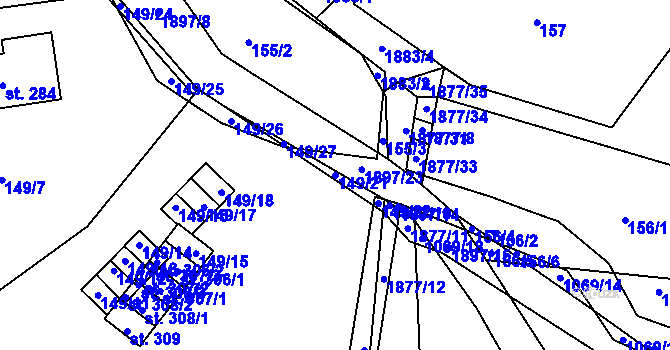 Parcela st. 149/21 v KÚ Nalžovské Hory, Katastrální mapa