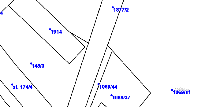 Parcela st. 1877/19 v KÚ Nalžovské Hory, Katastrální mapa
