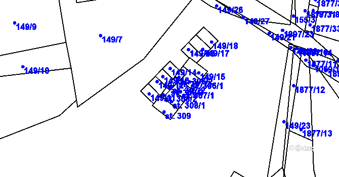 Parcela st. 308/3 v KÚ Nalžovské Hory, Katastrální mapa