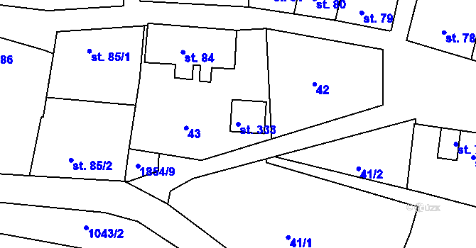 Parcela st. 333 v KÚ Nalžovské Hory, Katastrální mapa