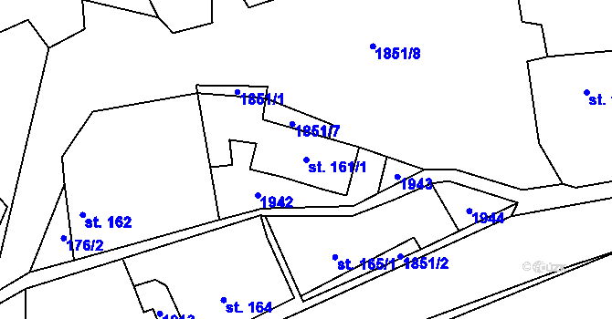 Parcela st. 161/1 v KÚ Nalžovské Hory, Katastrální mapa