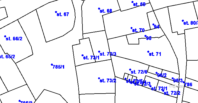 Parcela st. 73/3 v KÚ Náměšť na Hané, Katastrální mapa