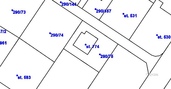 Parcela st. 774 v KÚ Náměšť na Hané, Katastrální mapa