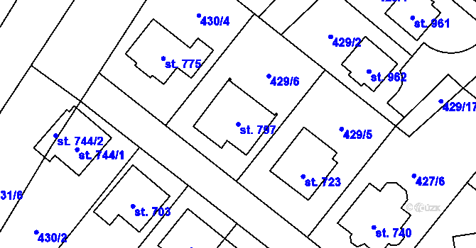Parcela st. 797 v KÚ Náměšť na Hané, Katastrální mapa