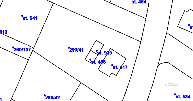 Parcela st. 939 v KÚ Náměšť na Hané, Katastrální mapa