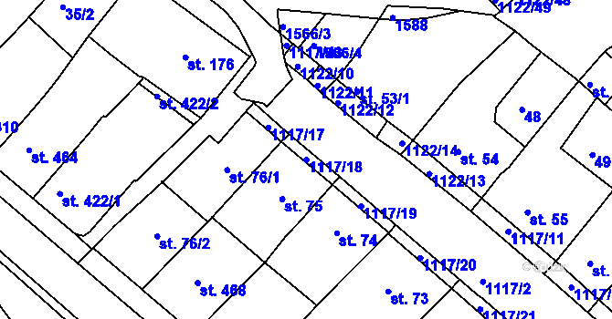Parcela st. 1117/18 v KÚ Náměšť nad Oslavou, Katastrální mapa