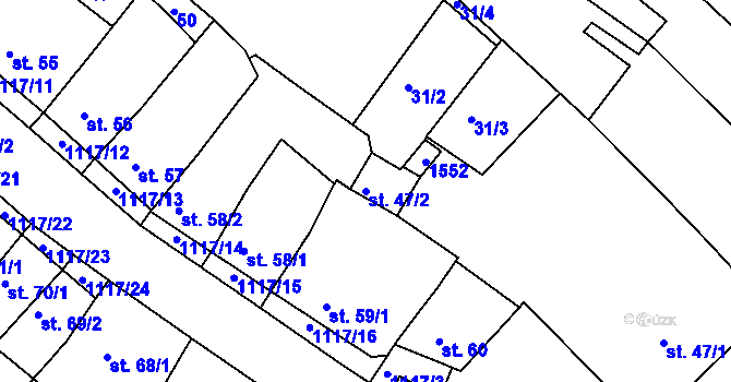 Parcela st. 47/2 v KÚ Náměšť nad Oslavou, Katastrální mapa