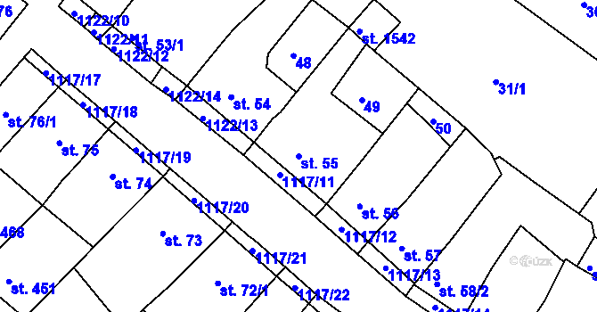 Parcela st. 55 v KÚ Náměšť nad Oslavou, Katastrální mapa