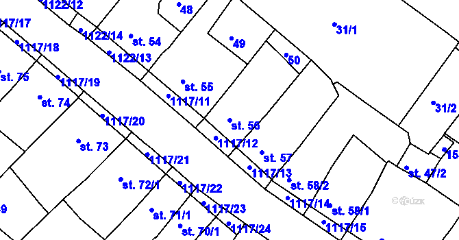 Parcela st. 56 v KÚ Náměšť nad Oslavou, Katastrální mapa