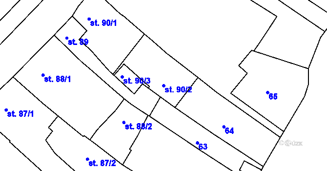 Parcela st. 90/2 v KÚ Náměšť nad Oslavou, Katastrální mapa