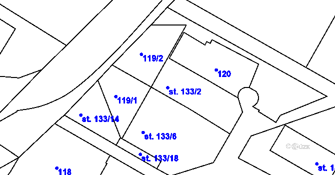 Parcela st. 133/2 v KÚ Náměšť nad Oslavou, Katastrální mapa