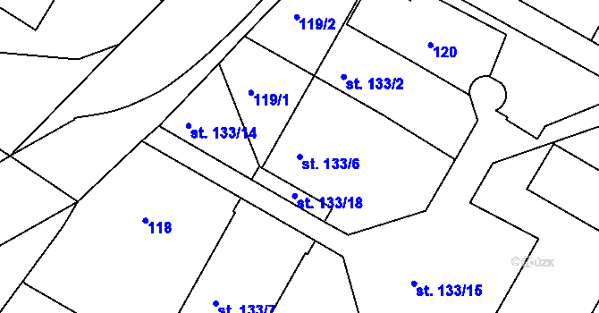 Parcela st. 133/6 v KÚ Náměšť nad Oslavou, Katastrální mapa