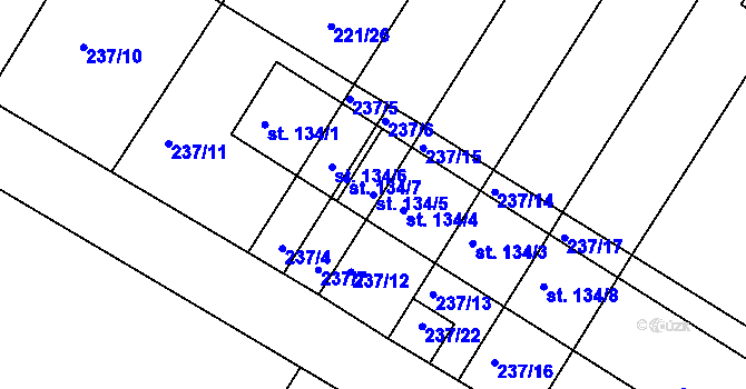 Parcela st. 134/5 v KÚ Náměšť nad Oslavou, Katastrální mapa