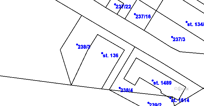 Parcela st. 136 v KÚ Náměšť nad Oslavou, Katastrální mapa