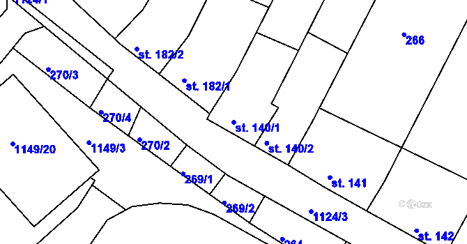 Parcela st. 140/1 v KÚ Náměšť nad Oslavou, Katastrální mapa