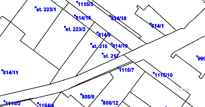 Parcela st. 217 v KÚ Náměšť nad Oslavou, Katastrální mapa